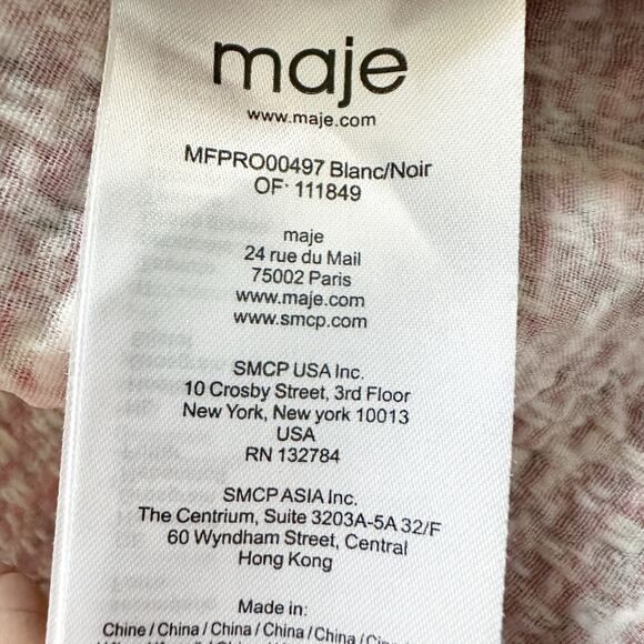 Maje Tweed Mini Dress V Neck with Ethnic Trim‎ women’s size 2 recycled polyester - Picture 11 of 16